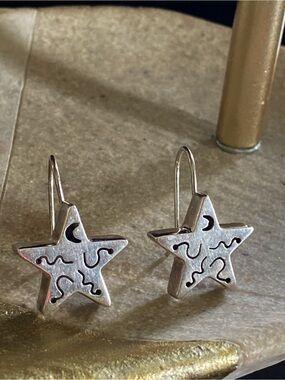 925 Sterling  Star and moon Dangle earrings